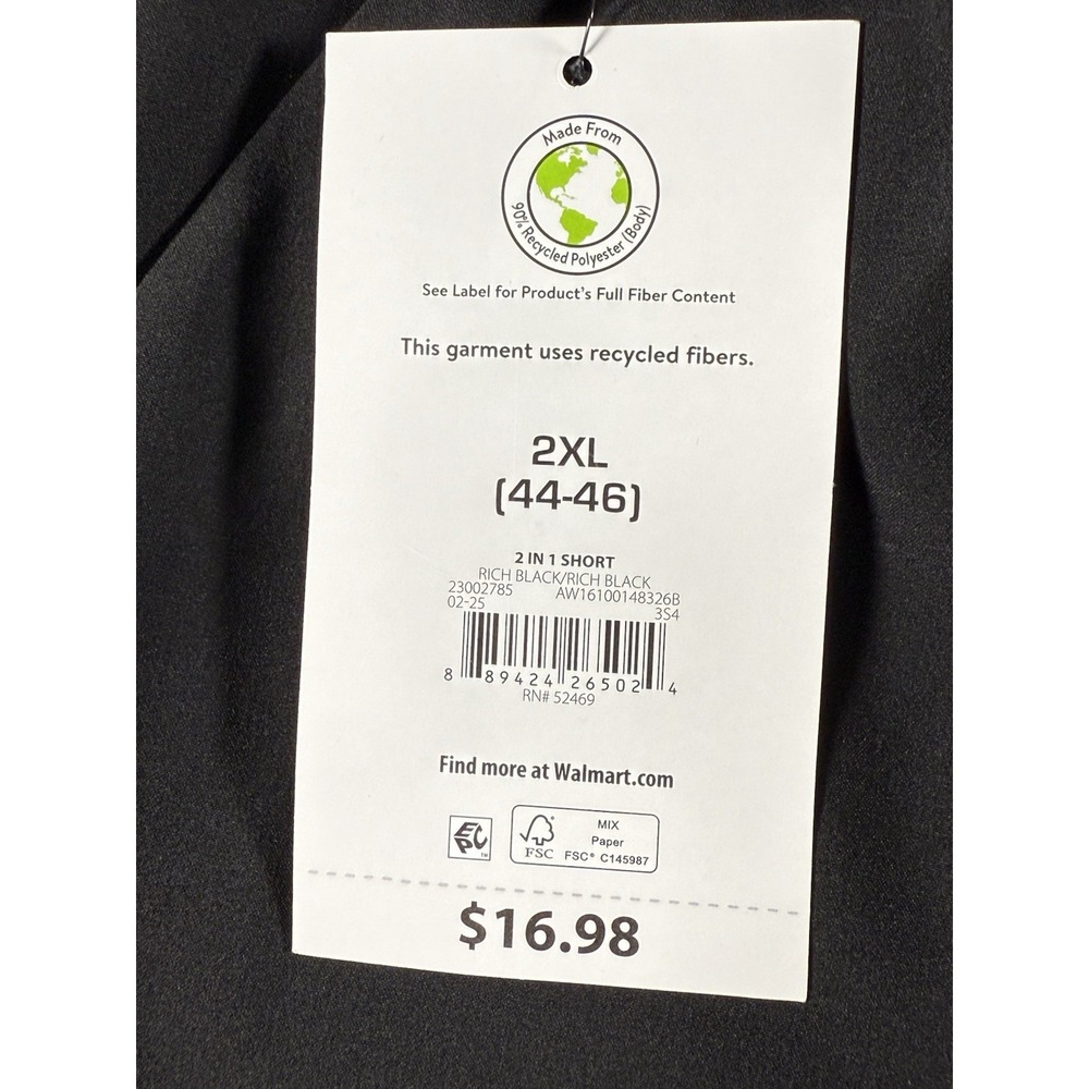 Athletic Works  2 In 1 Short Men's 2XL - Black - NEW WITH TAGS - Picture 4 of 14